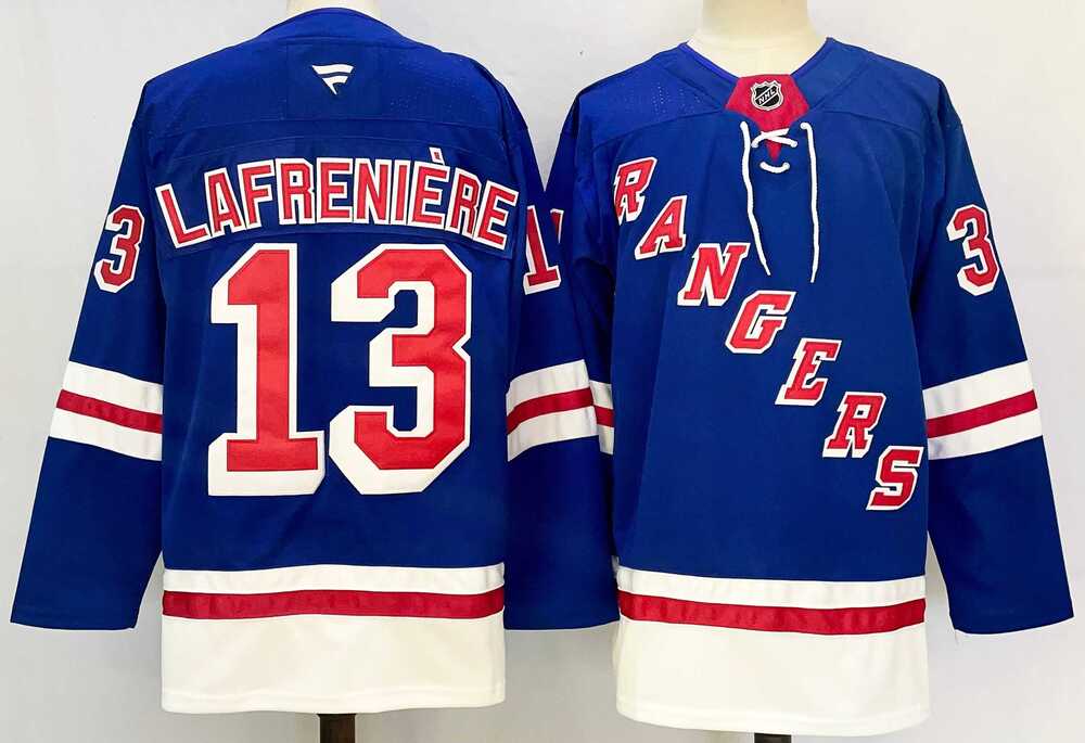 Men%27s New York Rangers #13 Alexis Lafreniere Royal 2024-25 Home With A Patch Stitched Hockey Jersey->minnesota wilds->NHL Jersey